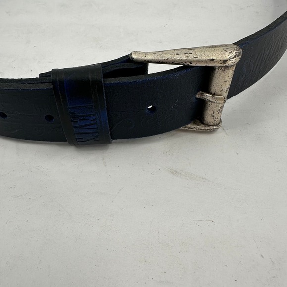 Levis Navy Leather Belt Silver Buckle Mens Size 38/95 Made in USA - Picture 1 of 5